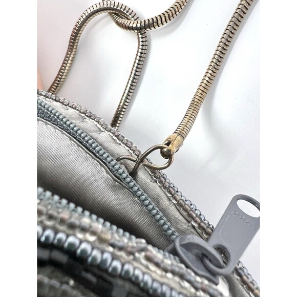 Vintage Neiman Marcus Beaded Clamshell Purse Satin Evening Bag 20s Gatsby Party - Picture 9 of 15